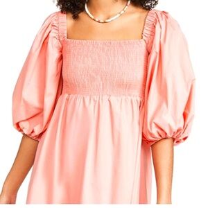Elegant Pink Puff Sleeve Dress